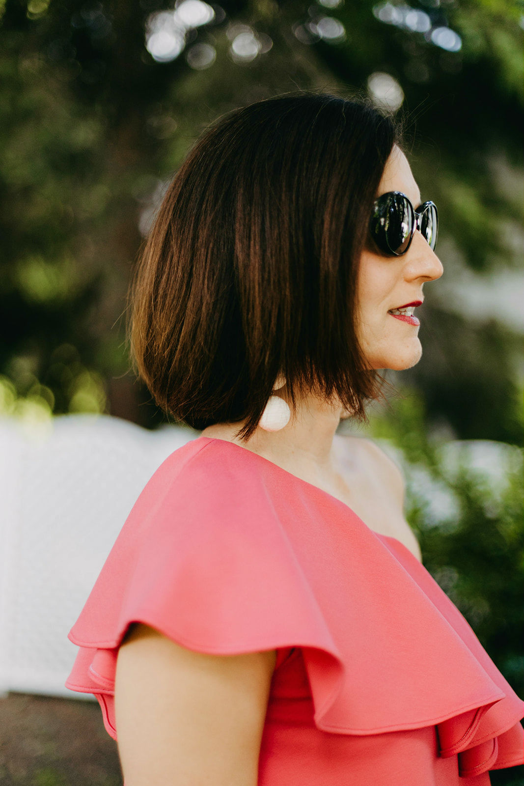 Pink One shoulder ruffle dress