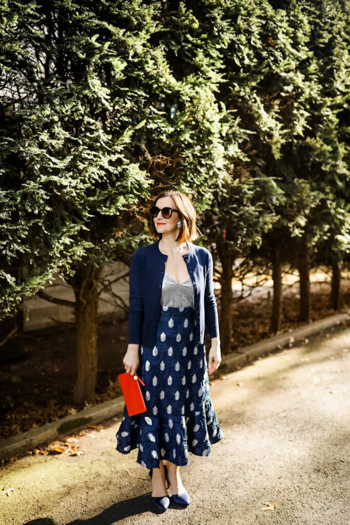 Silver Sequin Statement Skirt