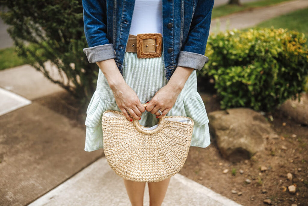 Green Seersucker Skirt